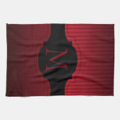 Gepersonaliseerde rode zwarte strepen Patroon Mono Theedoek (Horizontaal)