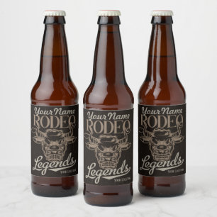 Gepersonaliseerde Rodeo Old West Steer Roping Lege Bier Etiket