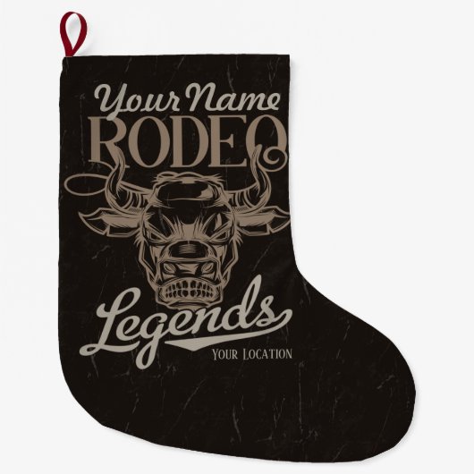 Gepersonaliseerde Rodeo Old West Steer Roping Lege Grote Kerstsok (Voorkant)