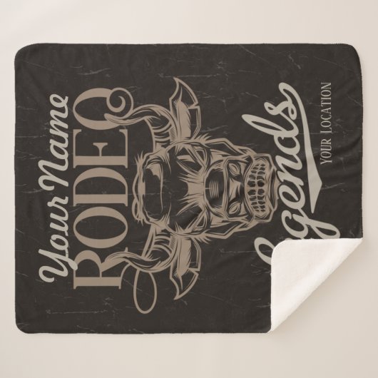 Gepersonaliseerde Rodeo Old West Steer Roping Lege Sherpa Deken (Voorkant (horizontaal))