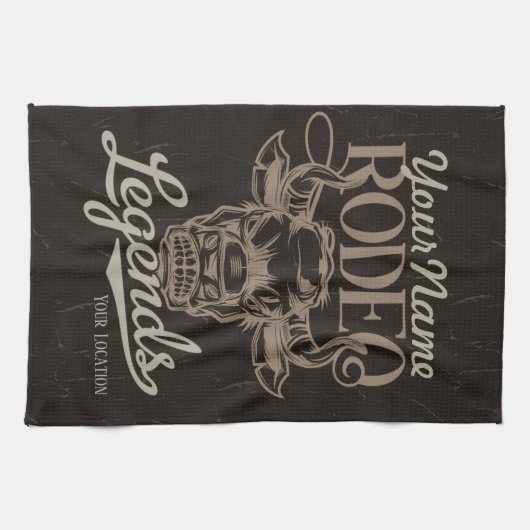 Gepersonaliseerde Rodeo Old West Steer Roping Lege Theedoek (Horizontaal)