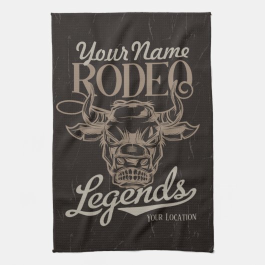 Gepersonaliseerde Rodeo Old West Steer Roping Lege Theedoek (Verticaal)