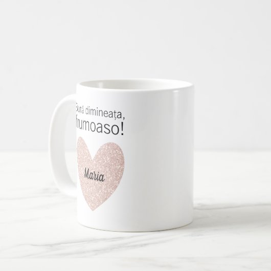 Gepersonaliseerde Roemeens Groet en Roos Gouden Ha Koffiemok (Voorkant links)