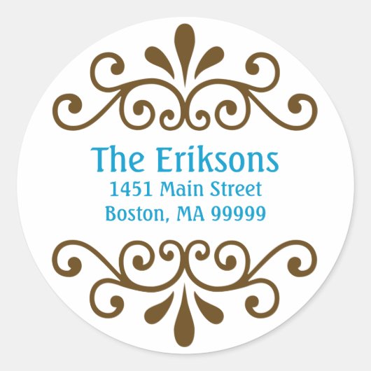 Gepersonaliseerde rol Adresetiketten in Aqua Ronde Sticker (Voorkant)