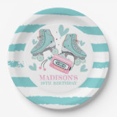 Gepersonaliseerde Rolschaatsen Pastel Party Papieren Bordje (Voorkant)