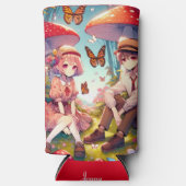 Gepersonaliseerde romantische anime koppel seltzer blikjeskoeler (Voorkant)