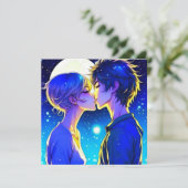 Gepersonaliseerde romantische anime koppel Valenti Kaart (Staand voorkant)