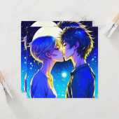 Gepersonaliseerde romantische anime koppel Valenti Kaart (Voorkant / Achterkant in situ)