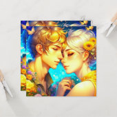 Gepersonaliseerde romantische anime koppel Valenti Kaart (Voorkant / Achterkant in situ)