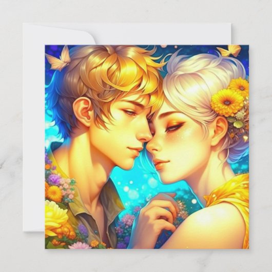 Gepersonaliseerde romantische anime koppel Valenti Kaart (Voorkant)