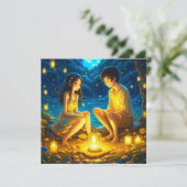 Gepersonaliseerde romantische anime koppel Valenti Kaart (Staand voorkant)