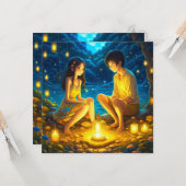 Gepersonaliseerde romantische anime koppel Valenti Kaart (Voorkant / Achterkant in situ)