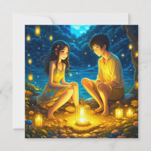 Gepersonaliseerde Romantische Anime Koppel Valenti Kaart