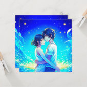 Gepersonaliseerde romantische anime koppel Valenti Kaart (Voorkant / Achterkant in situ)