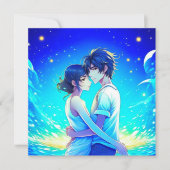 Gepersonaliseerde romantische anime koppel Valenti Kaart (Voorkant)