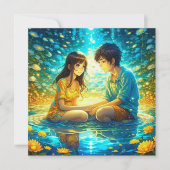 Gepersonaliseerde romantische anime koppel Valenti Kaart (Voorkant)