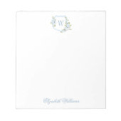 Gepersonaliseerde Romantische Blauwe Waterverf Flo Notitieblok (Voorkant)