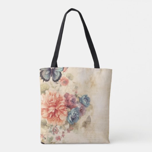 Gepersonaliseerde romantische bloemen rustieke ach tote bag (Achterkant)