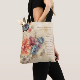 Gepersonaliseerde romantische bloemen rustieke ach tote bag