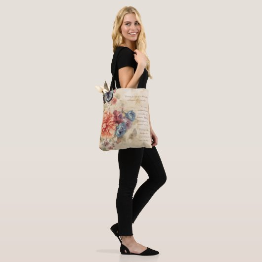 Gepersonaliseerde romantische bloemen rustieke ach tote bag (Op model)