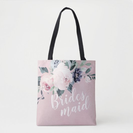 Gepersonaliseerde romantische bridesmaïde met bloz tote bag (Voorkant)