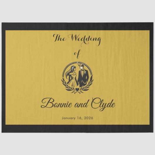 Gepersonaliseerde romantische bruiloft 20 "x 30" tissuepapier (Voorkant)