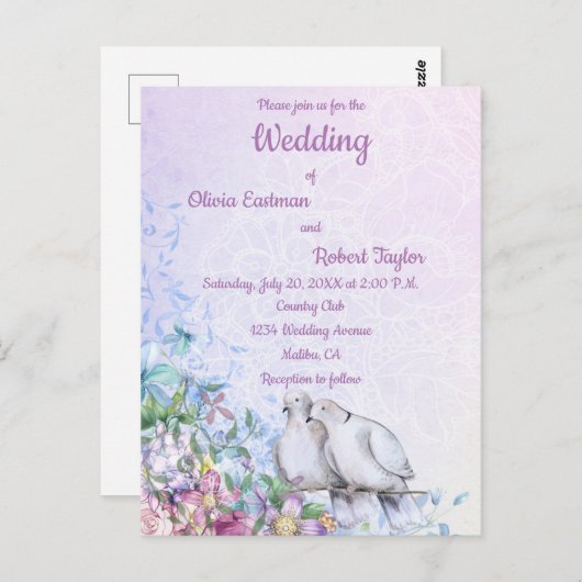 Gepersonaliseerde romantische bruiloft met witte d briefkaart (Voorkant / Achterkant)