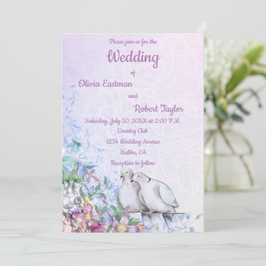 Gepersonaliseerde romantische bruiloft met witte d kaart (Staand voorkant)