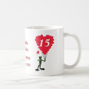 Gepersonaliseerde romantische kikker Quinceanera Koffiemok