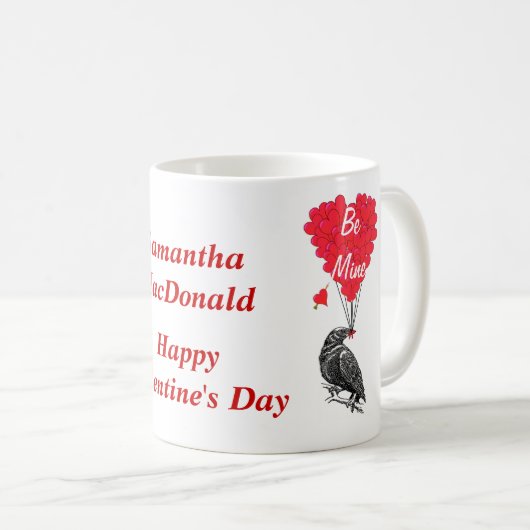Gepersonaliseerde romantische kraai Valentijnsdag Koffiemok (Voorkant rechts)