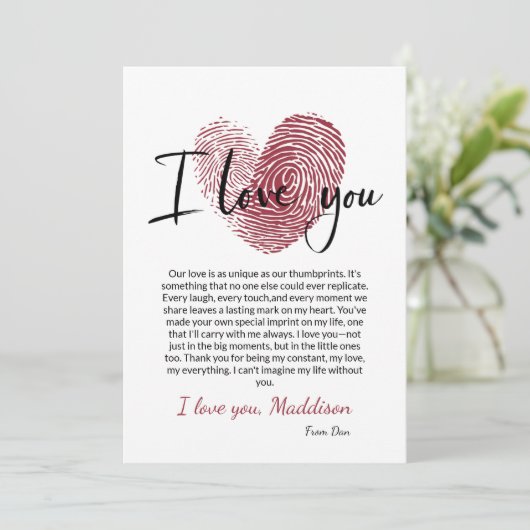 Gepersonaliseerde romantische liefde Kaart met dui (Staand voorkant)