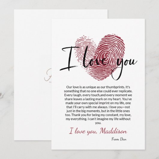 Gepersonaliseerde romantische liefde Kaart met dui (Voorkant / Achterkant)