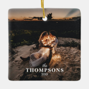 Gepersonaliseerde romantische paar foto Kerstmis Keramisch Ornament