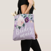Gepersonaliseerde romantische paarse bloemenbruids tote bag (Dichtbij)