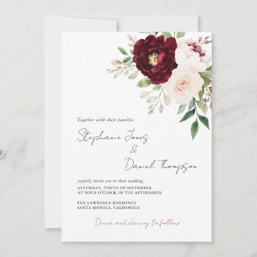 Gepersonaliseerde romantische Roos bruiloft uitnod Kaart (Voorkant)
