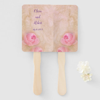 Gepersonaliseerde romantische roze pioen handwaaier