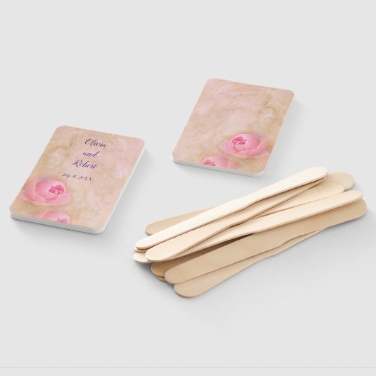 Gepersonaliseerde romantische roze pioen handwaaier (Niet-gemonteerd)