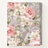 Gepersonaliseerde romantische Rozen Floral Journal Notitieboek (Achterkant)