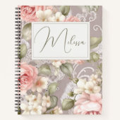 Gepersonaliseerde romantische Rozen Floral Journal Notitieboek (Voorkant)