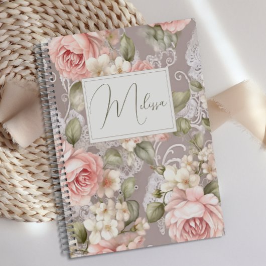 Gepersonaliseerde romantische Rozen Floral Journal Notitieboek