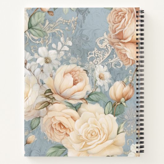 Gepersonaliseerde romantische Rozen Floral Journal Notitieboek (Achterkant)