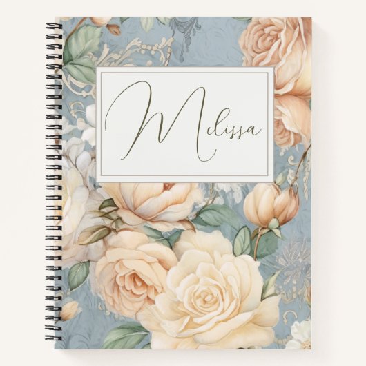 Gepersonaliseerde romantische Rozen Floral Journal Notitieboek (Voorkant)