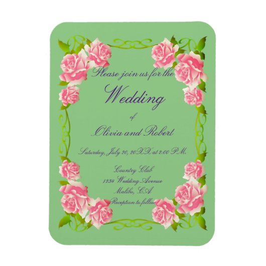 Gepersonaliseerde  romantische rozen magneet (Verticaal)