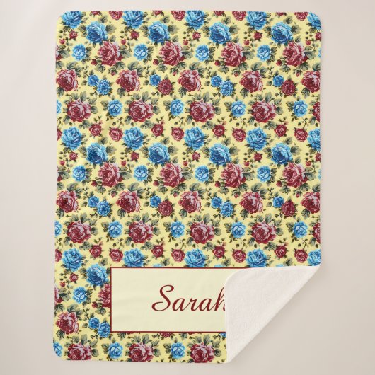 Gepersonaliseerde romantische Rozen  Sherpa Deken (Voorkant)