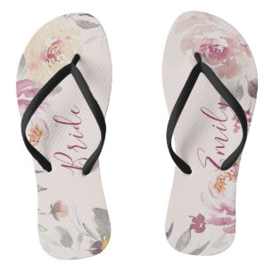 Gepersonaliseerde romantische tuin bloemenbruid teenslippers