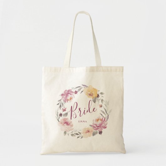 Gepersonaliseerde romantische tuin bloemenbruid tote bag (Voorkant)