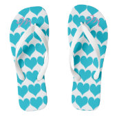 Gepersonaliseerde Romantische Turquoise Hearts Tee Teenslippers (Voetbed)
