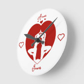 Gepersonaliseerde Romantische Yoga Paar Muur Klok (Hoek)