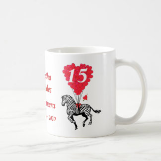 Gepersonaliseerde romantische zebra Quinceanera Koffiemok