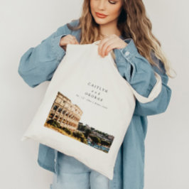 Gepersonaliseerde Rome, Italië bruiloft Canvas tas